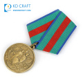 Medalla militar de esmalte de fantasía de premio personalizado de aleación de zinc de metal personalizado de alta calidad con cinta corta